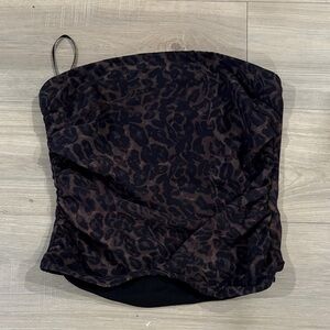 White Fox Boutique Black and Brown Animal Print Top